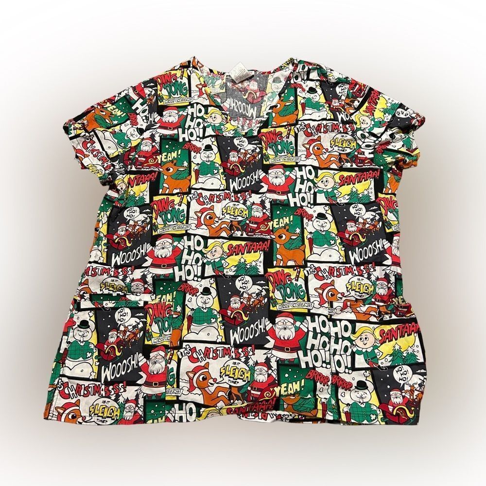 Women’s Rudolph The Red Nosed Reindeer Christmas Scrub Top
